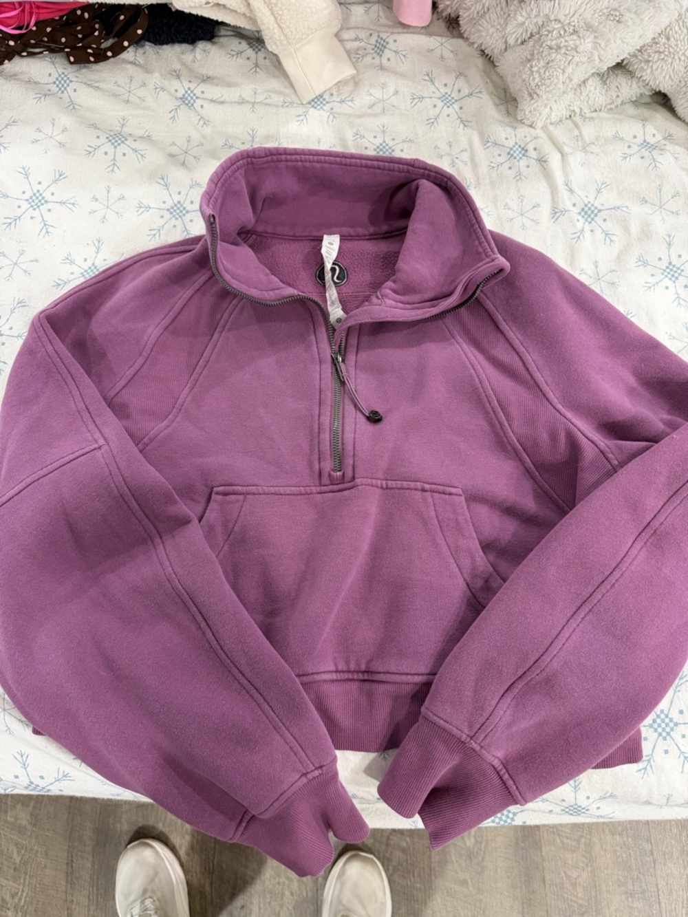 lululemon athletica Purple Half-Zip Cowl Neck Pullover
